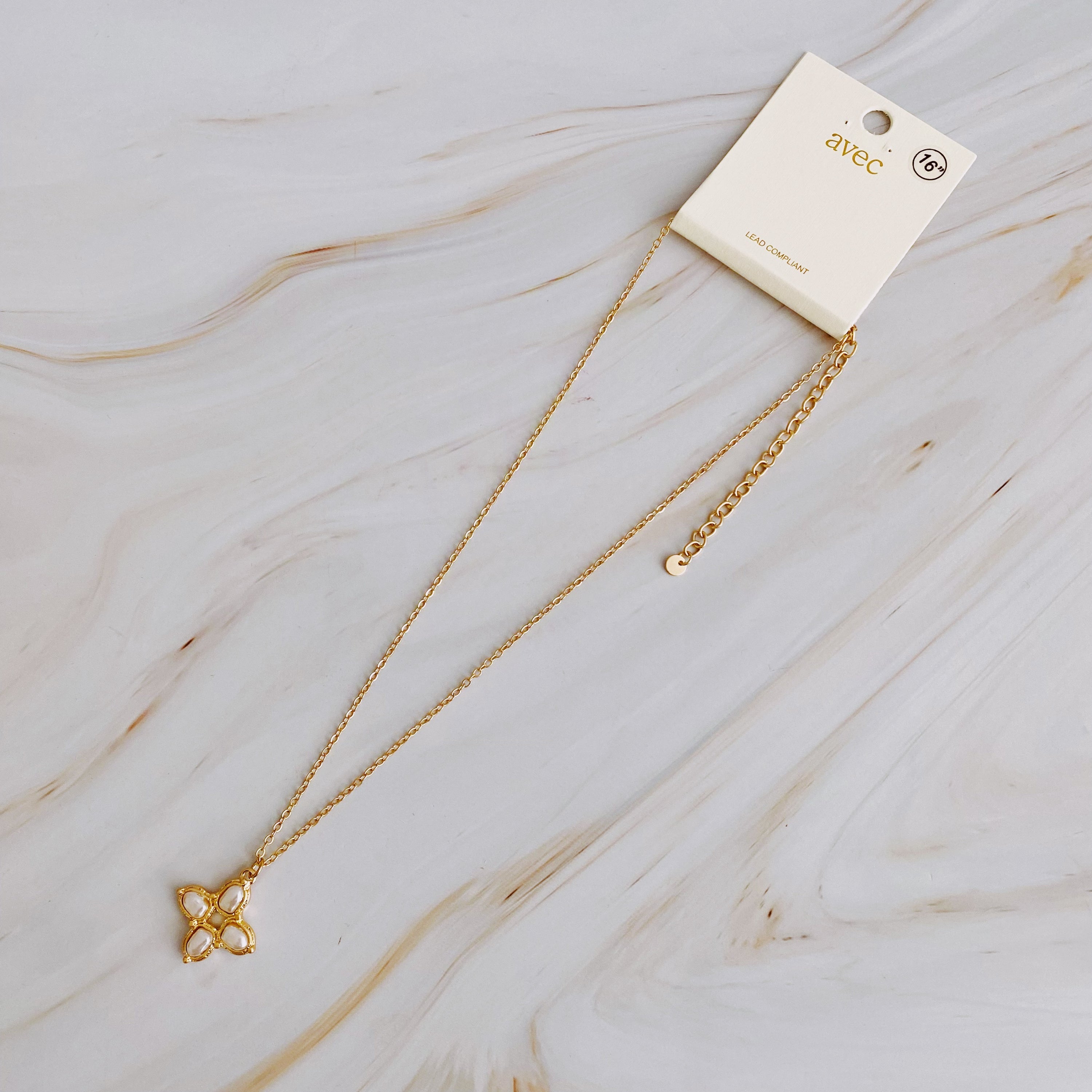 18K Gold Plated  Pearl Cross Necklace