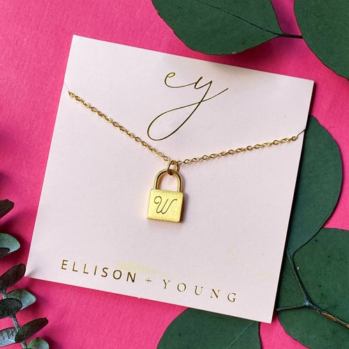 24k gold plated Scripted Notes Locket Initial Necklace