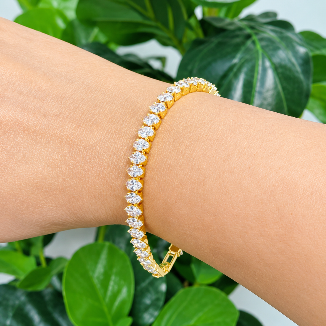 Gold Plated Diamond Tennis Bracelet for Women