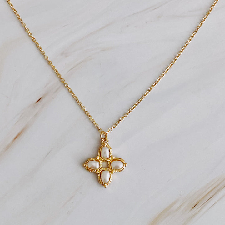 Graceful Pearl Cross Necklace For Women