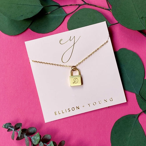 24k gold plated Scripted Notes Locket Initial Necklace