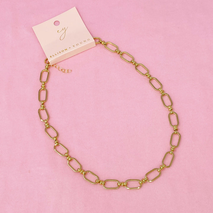Amber-Tone Gold Chain Necklace for Women