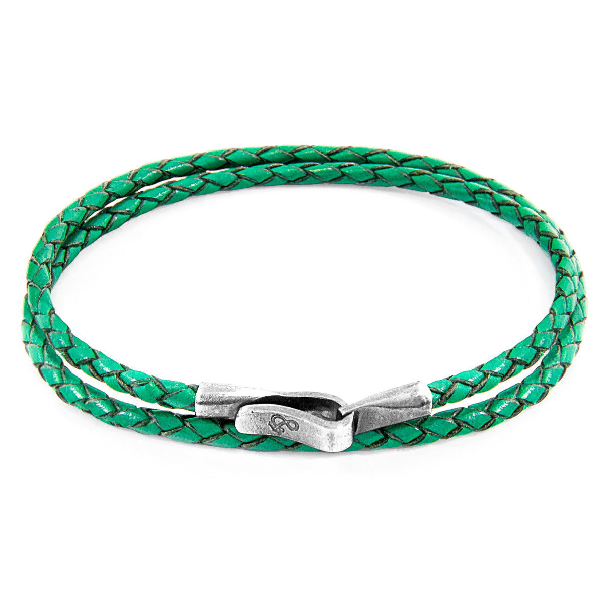 925 Sterling Silver Fern Green & Leather Bracelet