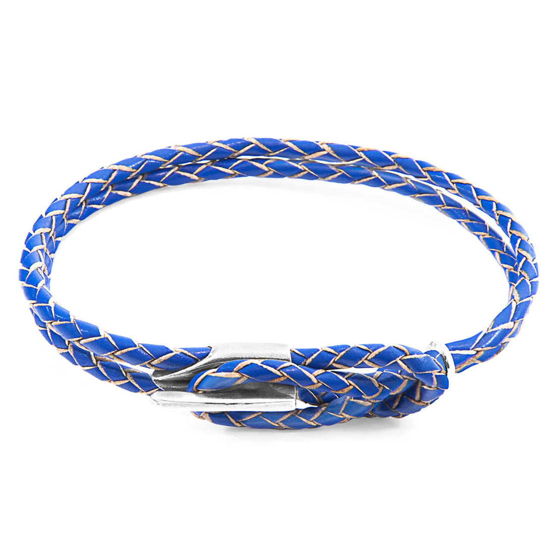 925 Sterling Silver Royal Blue Padstow  & Leather Bracelet