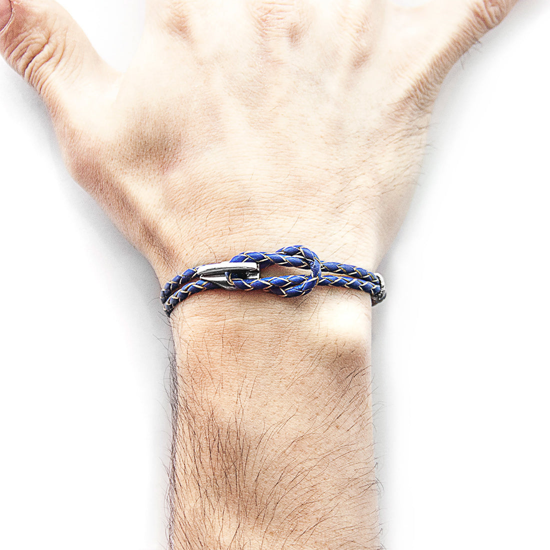 925 Sterling Silver Royal Blue Padstow  & Leather Bracelet