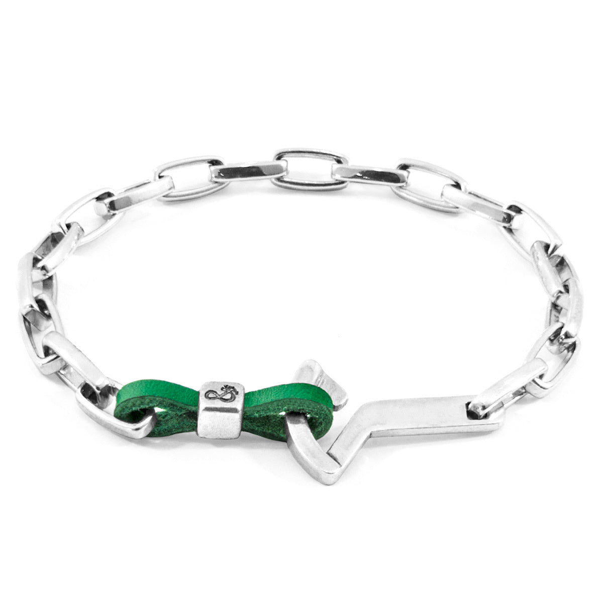 925 Sterling SliverFern Green Frigate Leather Bracelet