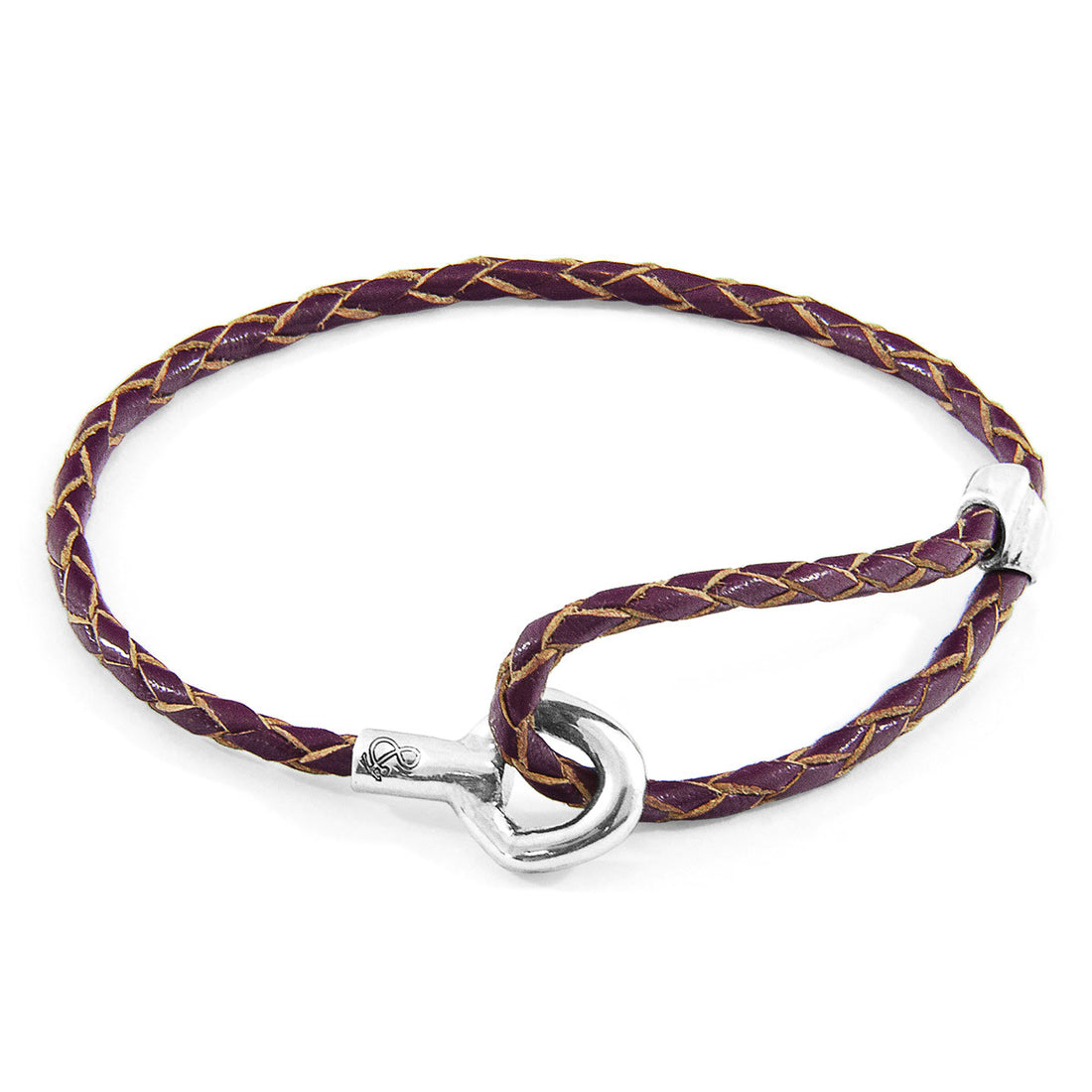 925 sterling silver Deep Purple Blake  Braided Leather Bracelet