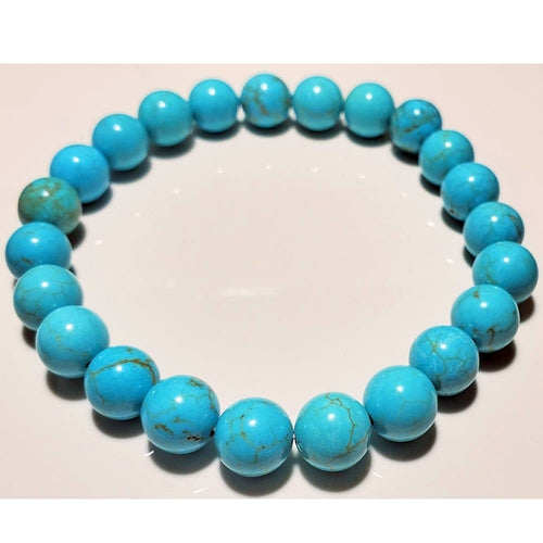 8mm Torquoise Howlite Beaded Elastic  Bracelet