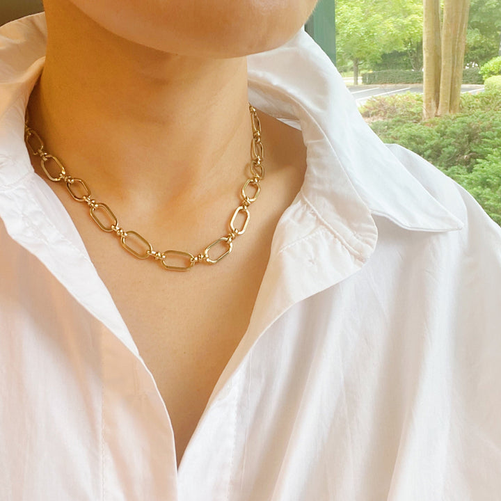 18K Gold Plated Amber Chain Necklace