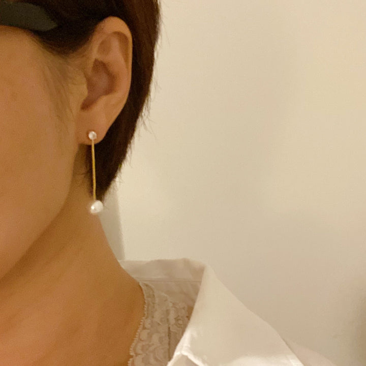 18K Gold Plated with Diamond & Pearl Earring