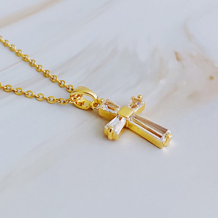 18K Gold Platd  Gucci link Cross Necklace