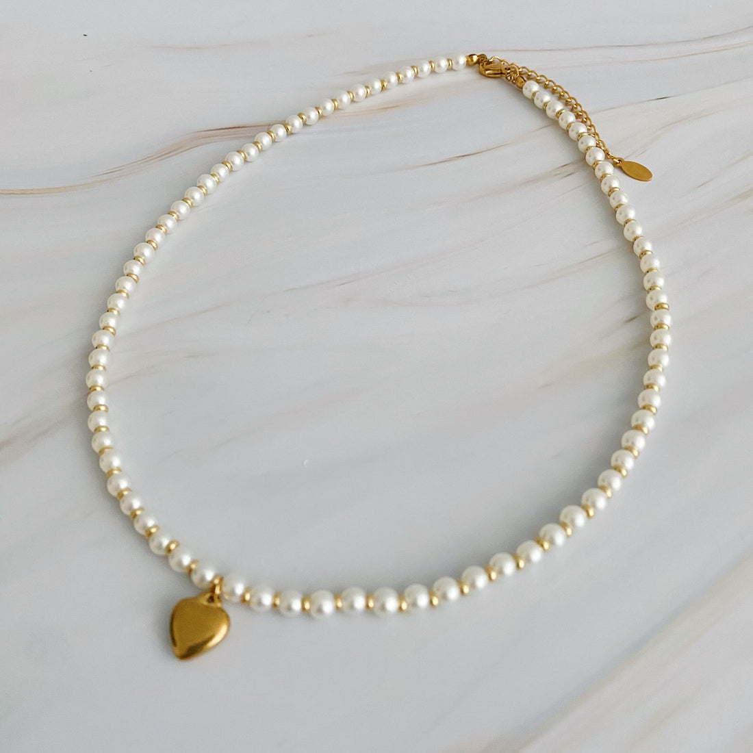 18K Gold plated Pearl Heart Necklace