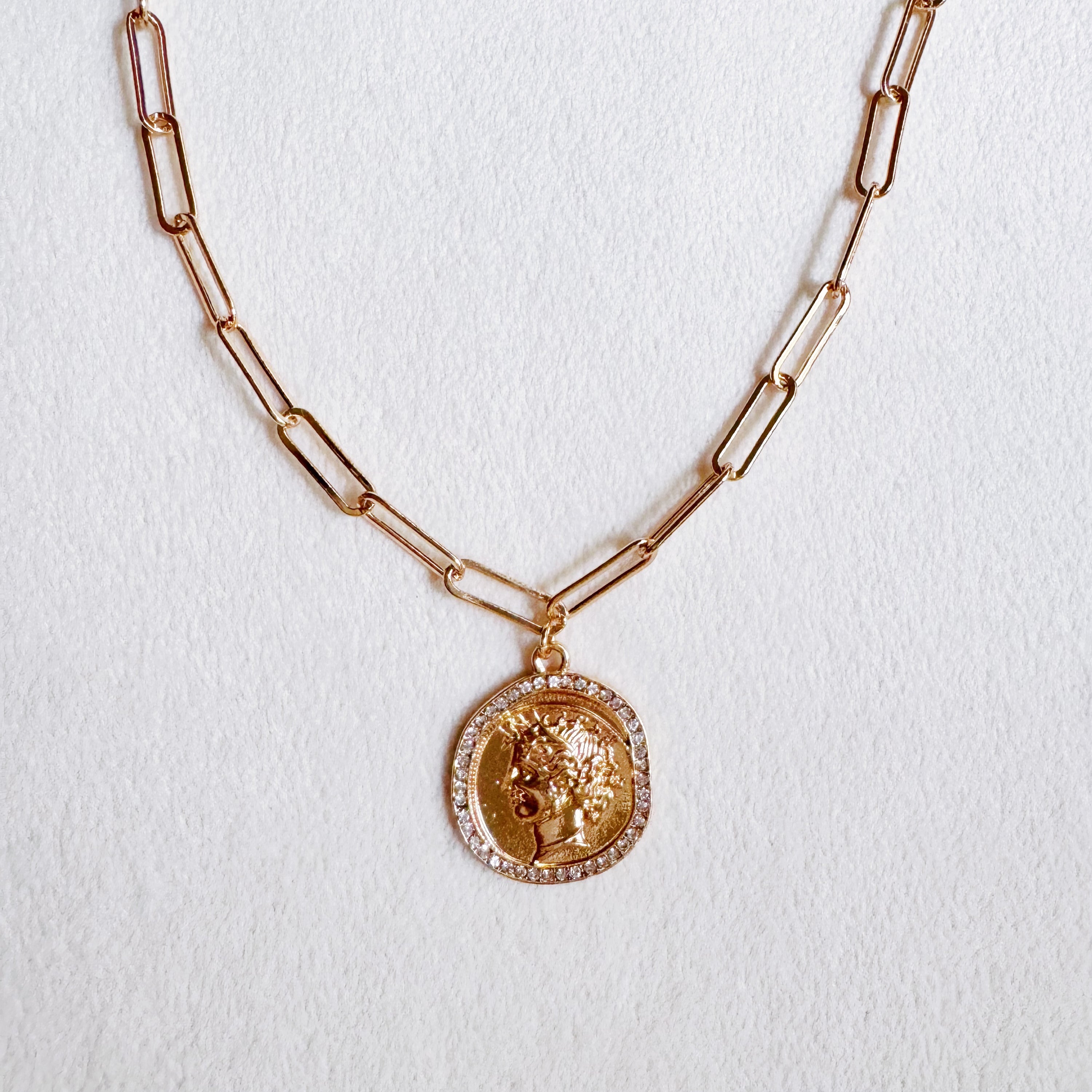 18K Gold Plated Coin Link Chain Necklace