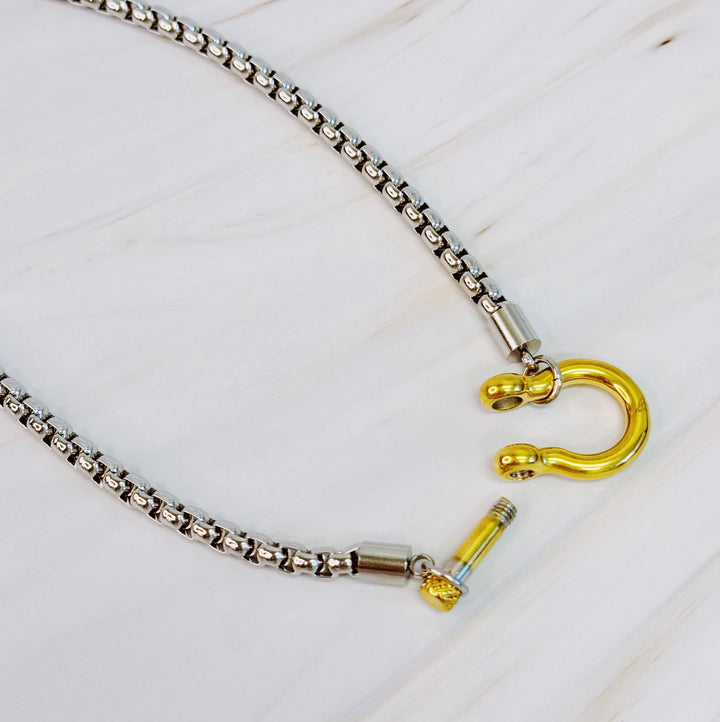 Luxe Gold Plated Box Chain Pendant Necklace