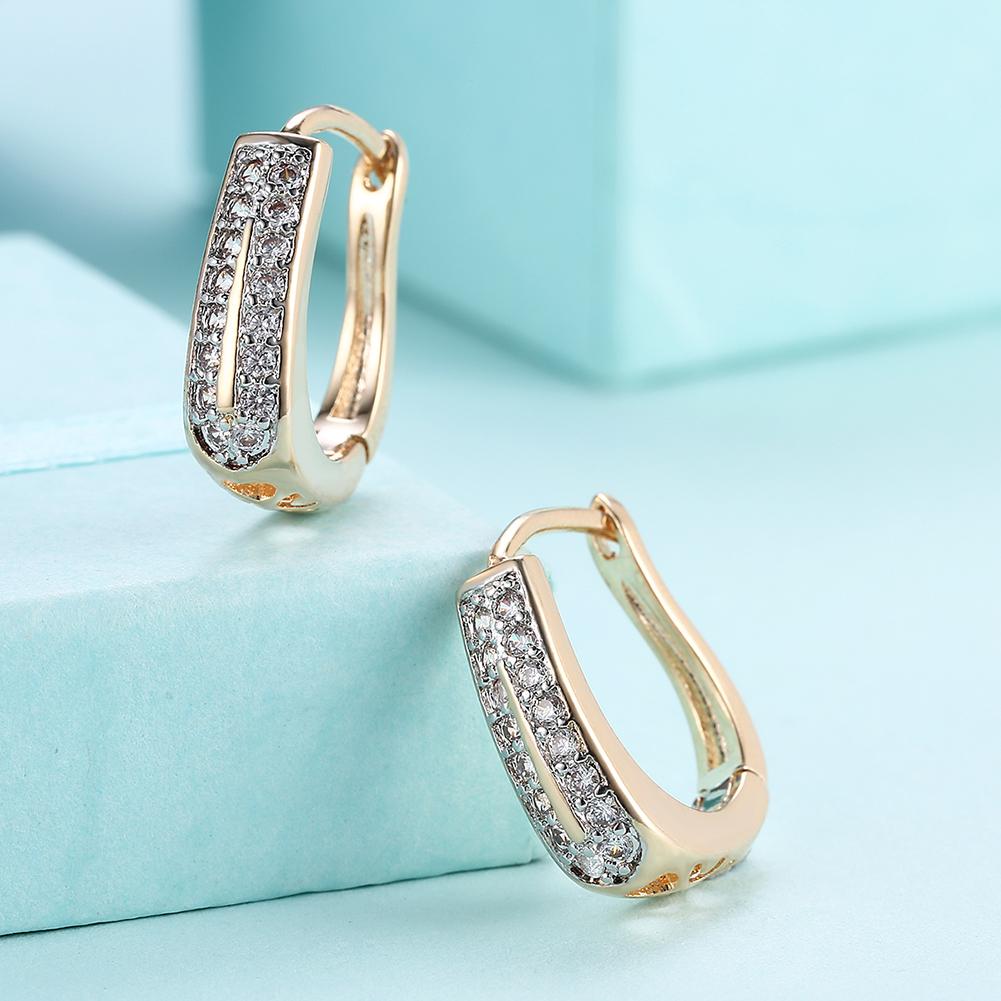 Austrian Crystal Micro Pav'e Two Lined Classic Huggies Set in 18K Gold