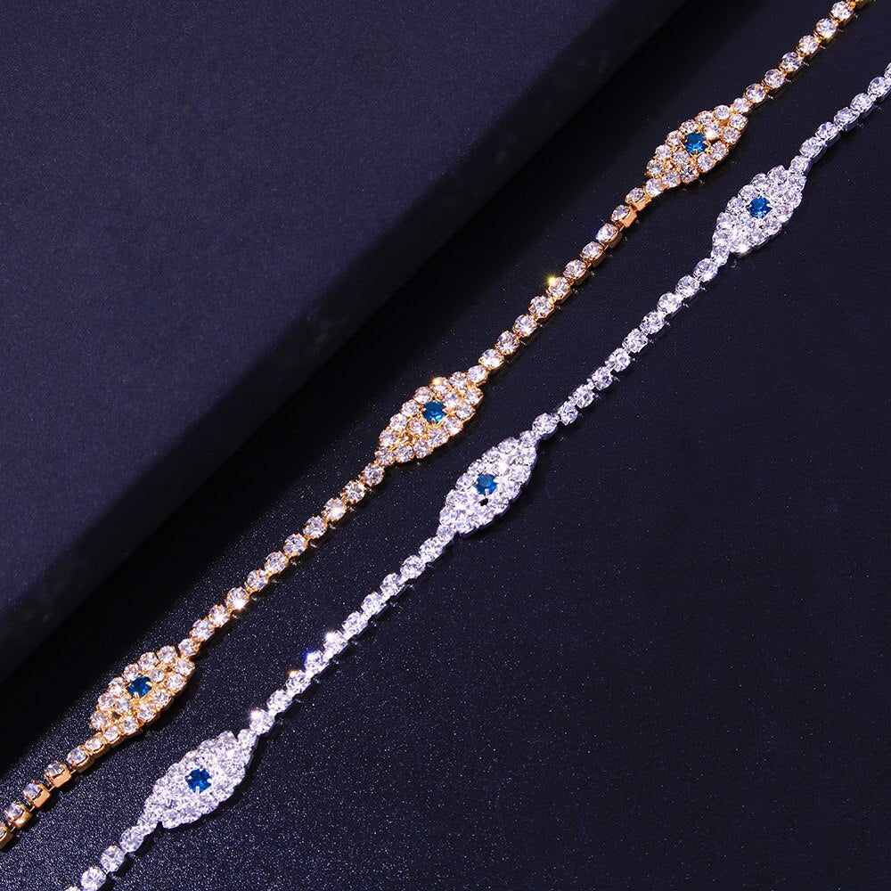 18K Gold Plated Vintage Bule Evil Eye Anklet Bracelet