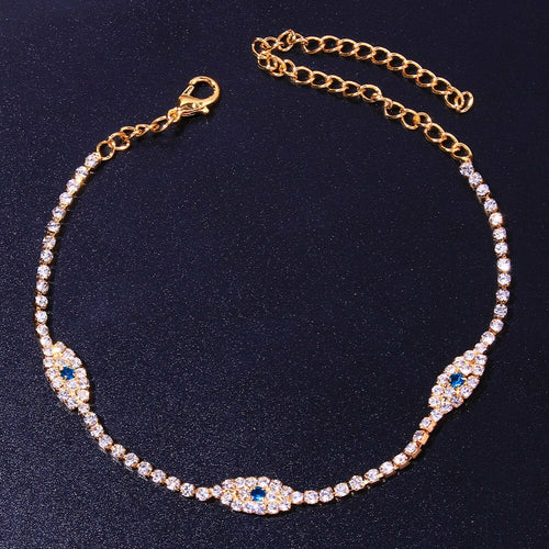 18K Gold Plated Vintage Bule Evil Eye Anklet Bracelet