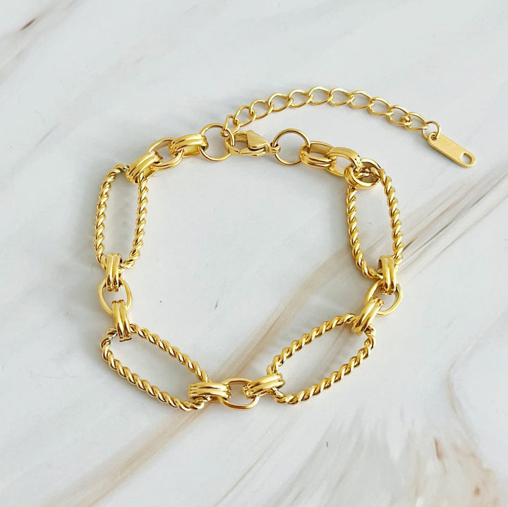 18K Gold Plated Linked Cabled Bracelet