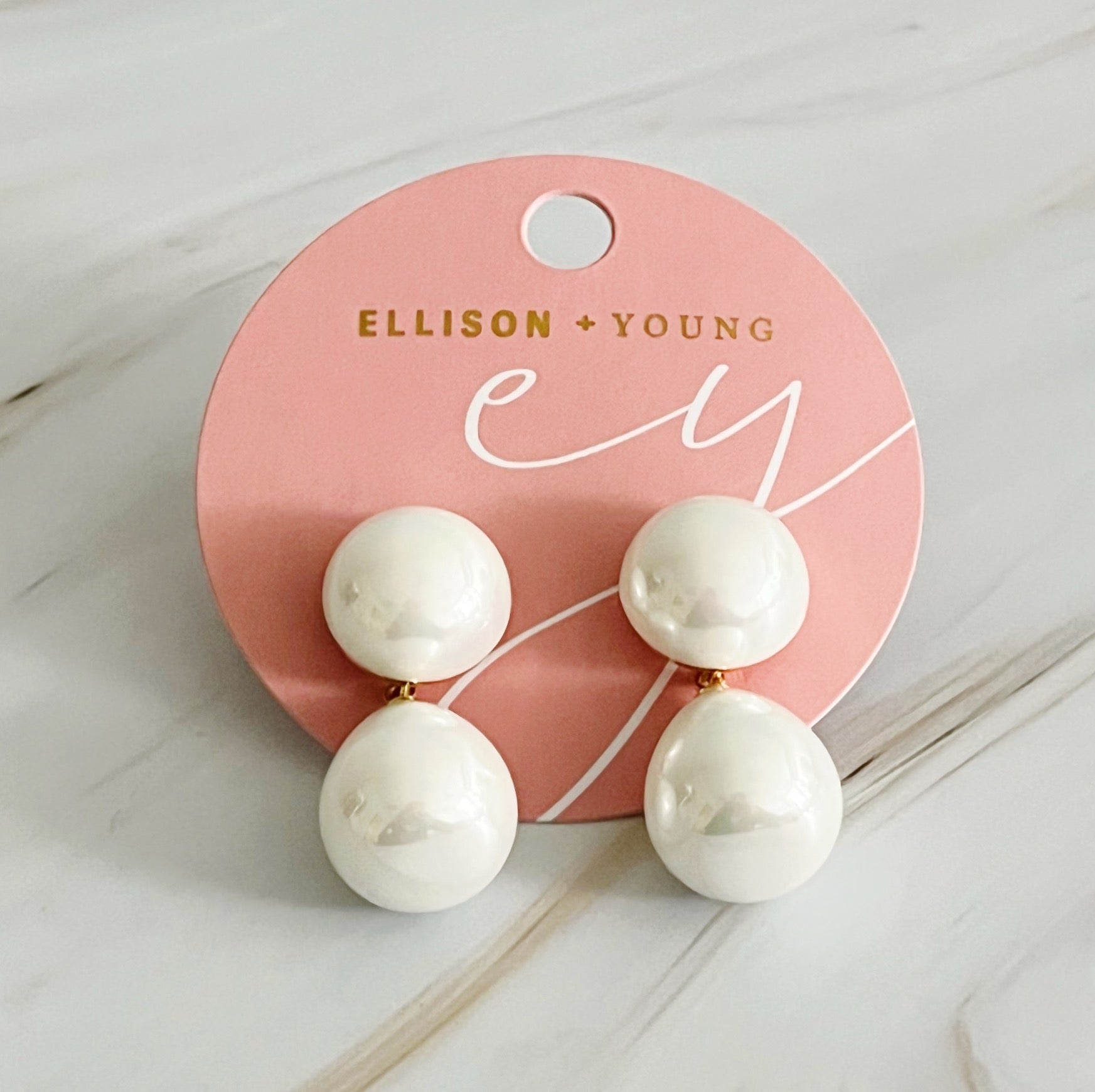 18K Gold  Plated Droop Pearl Earrings