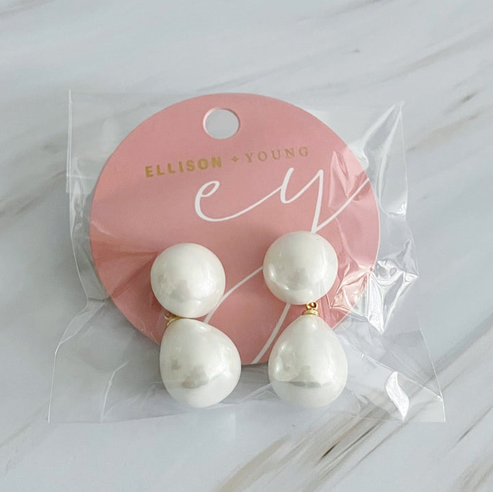 18K Gold  Plated Droop Pearl Earrings