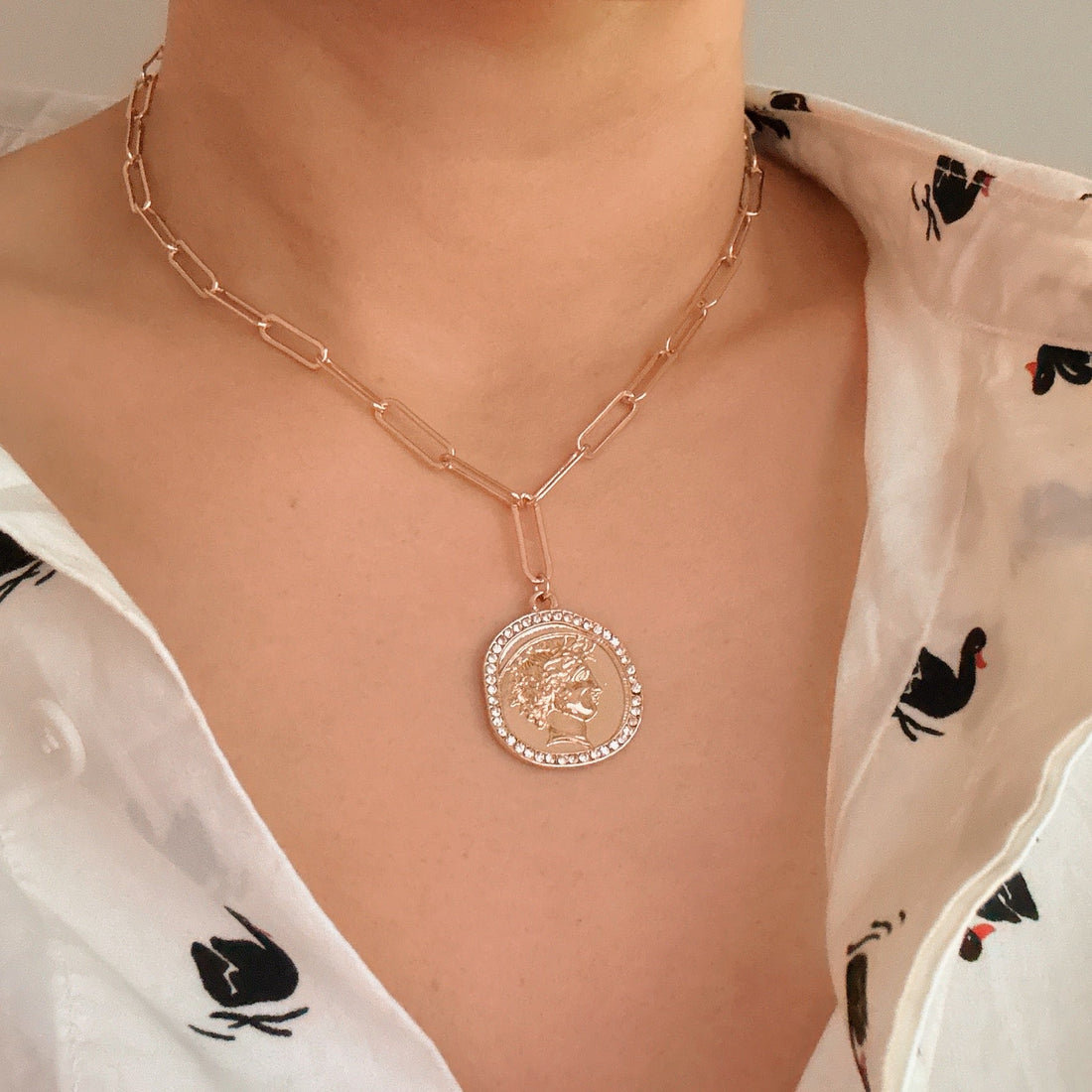 18K Gold Plated Coin Link Chain Necklace