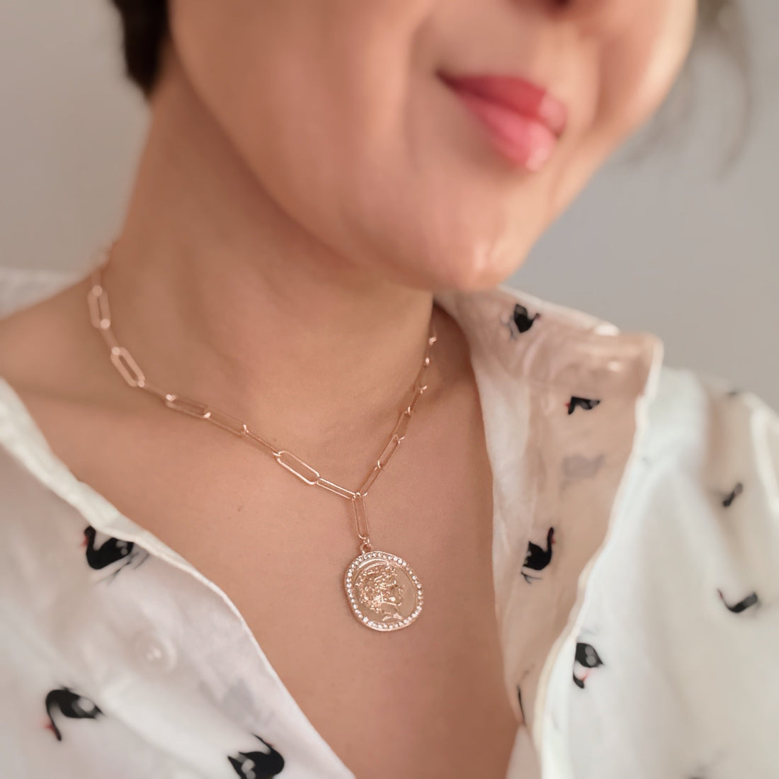 18K Gold Plated Coin Link Chain Necklace
