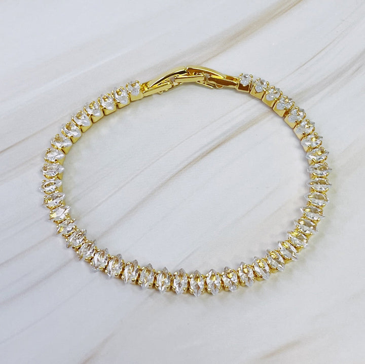 Gold Plated Diamond Tennis Bracelet for Women