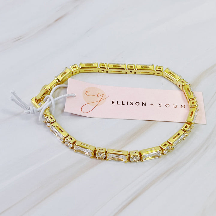 14K Gold Plated Mixed Shape Diamond Tennis Bracelet