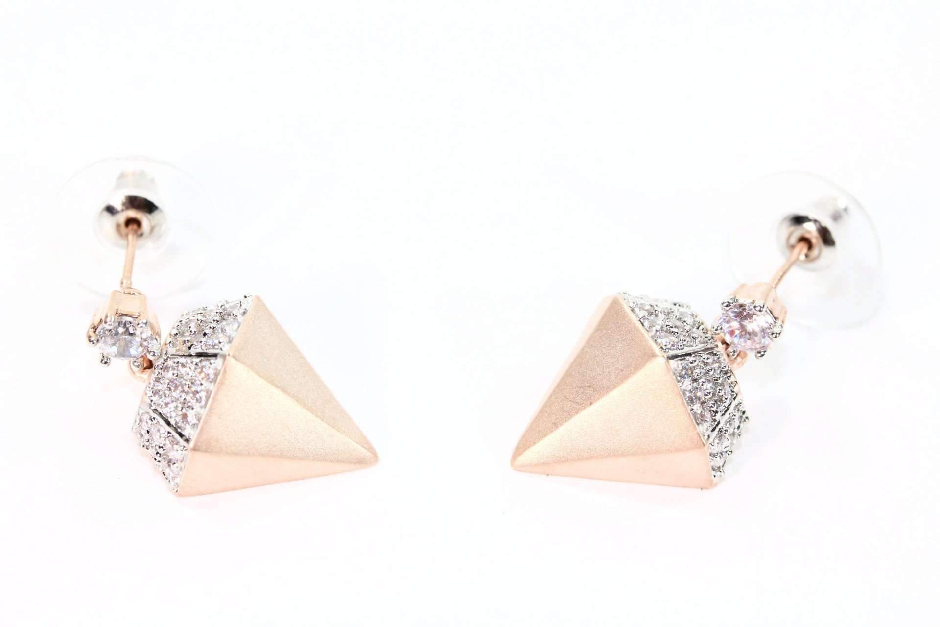 14k god plated Diamond Girl Stud Earrings