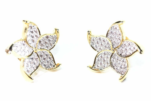 18K Gold Plated Five Petal Flower Stud Earrings