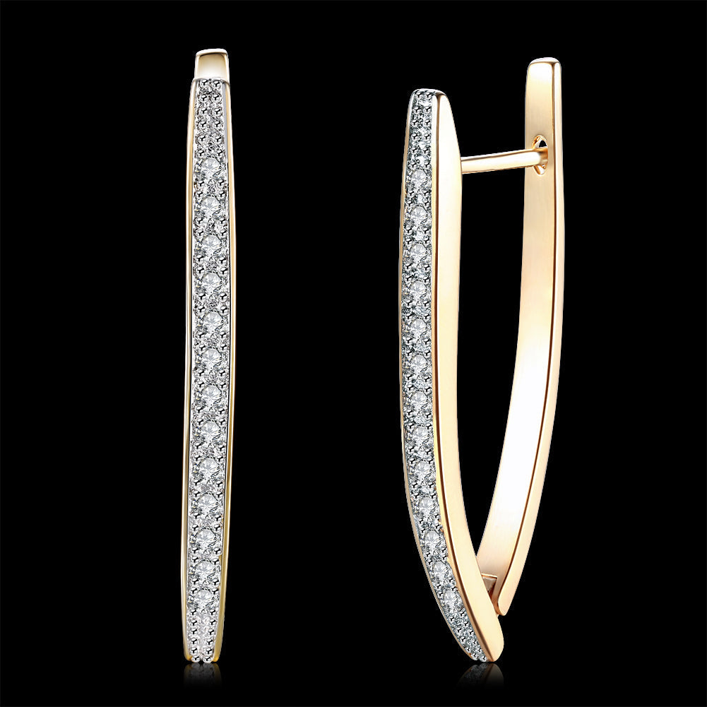 1.4" Pave Thin Pave Hoop Earring in 18K Gold Plated with  Crystals