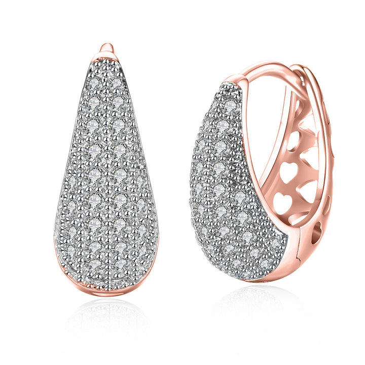 Valentines Crystal Pav'e Earrings Set in 18K Rose Gold Plating