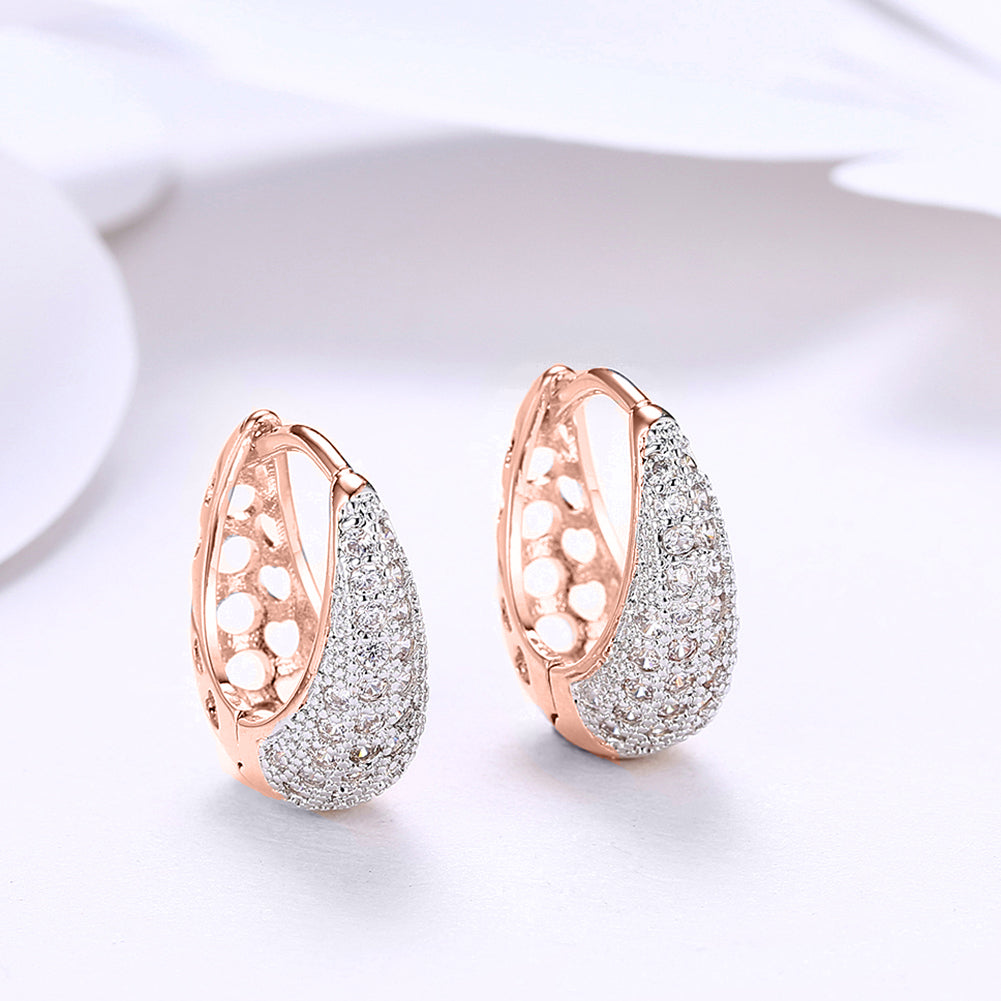 Valentines Crystal Pav'e Earrings Set in 18K Rose Gold Plating