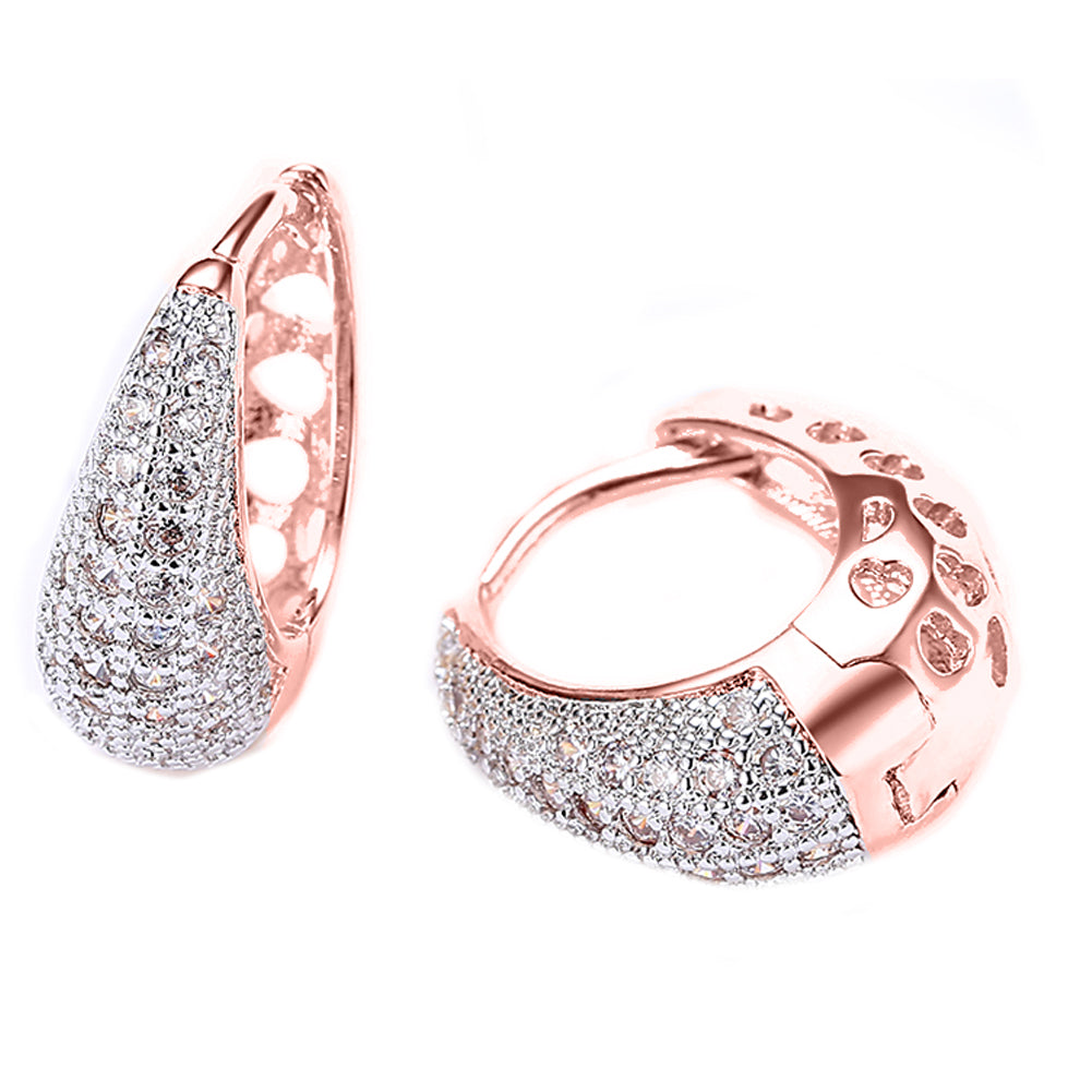 Valentines Crystal Pav'e Earrings Set in 18K Rose Gold Plating