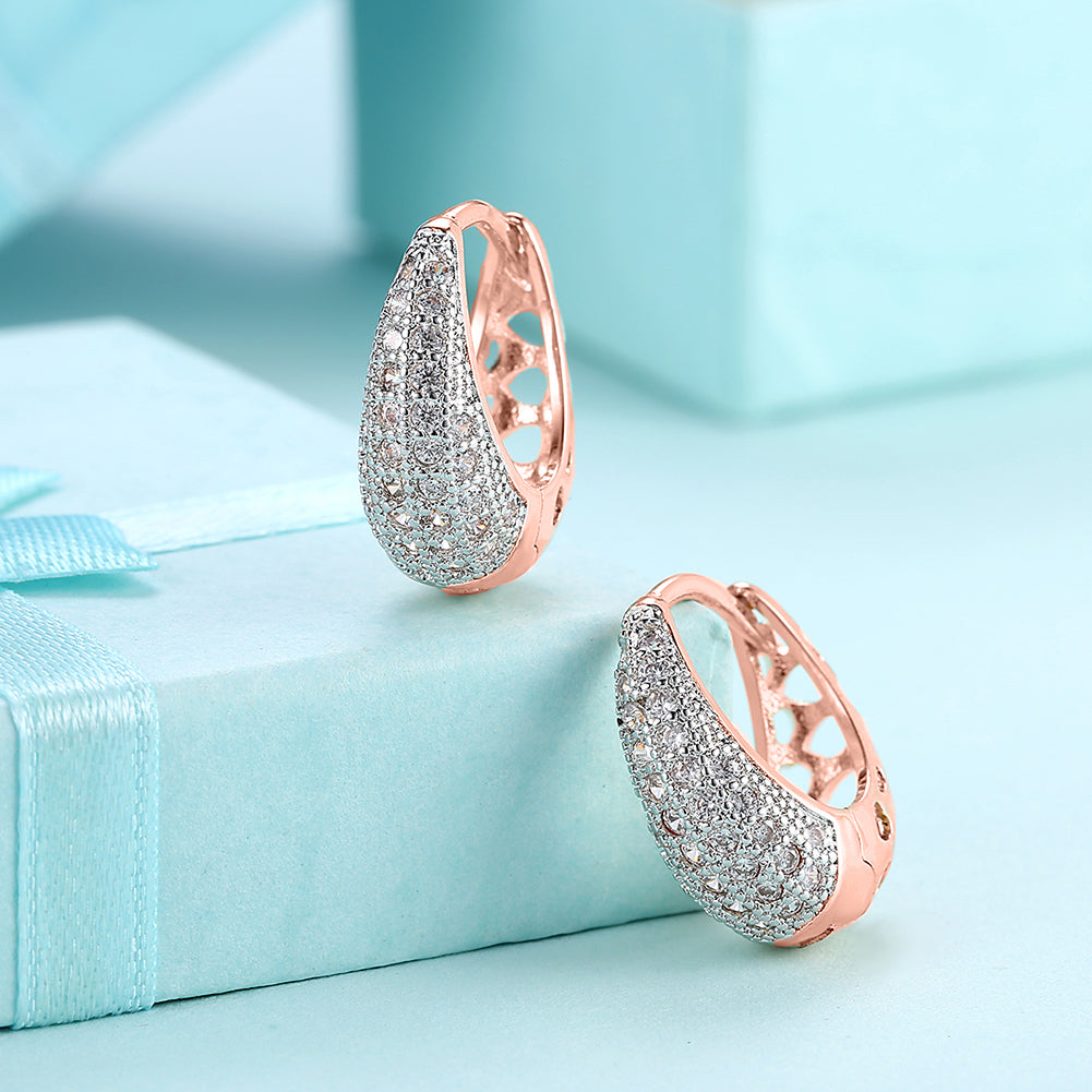 Valentines Crystal Pav'e Earrings Set in 18K Rose Gold Plating