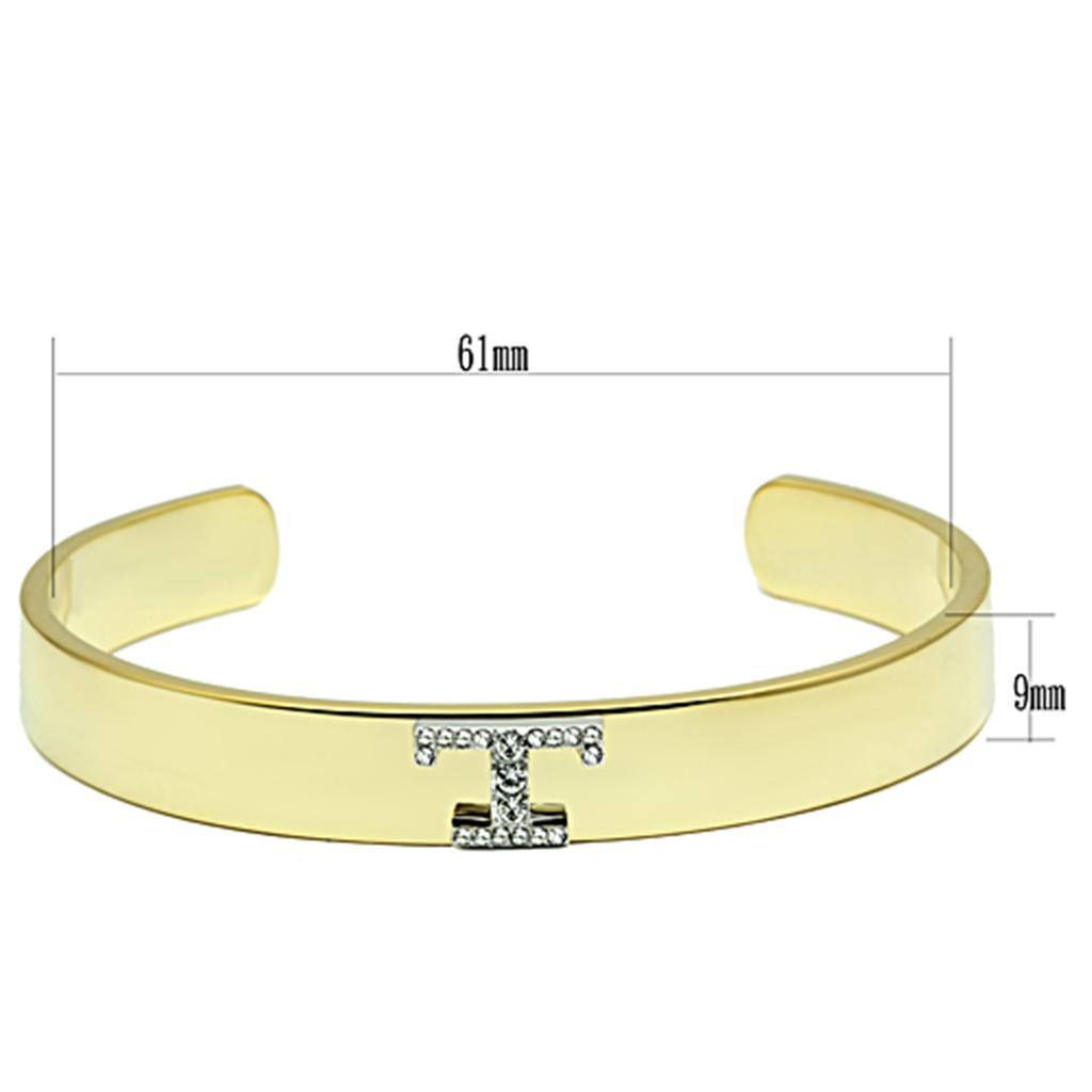 LO2589 - Gold+Rhodium White Metal Bangle with Top Grade Crystal  in