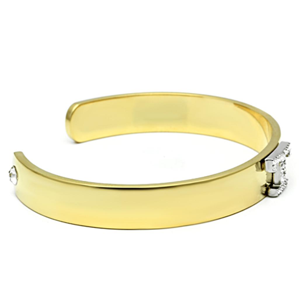 LO2589 - Gold+Rhodium White Metal Bangle with Top Grade Crystal  in