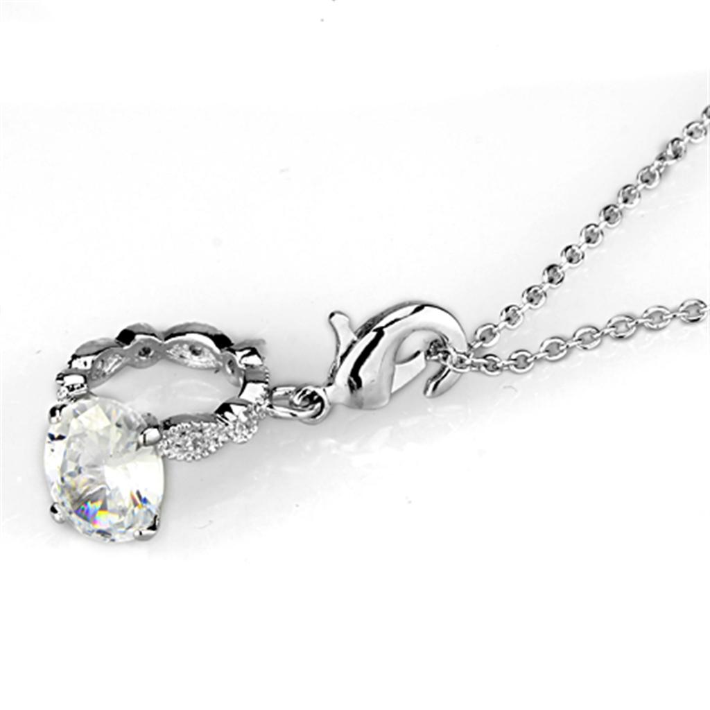 Rhodium Brass Necklace & Pendant with AAA Grade CZ