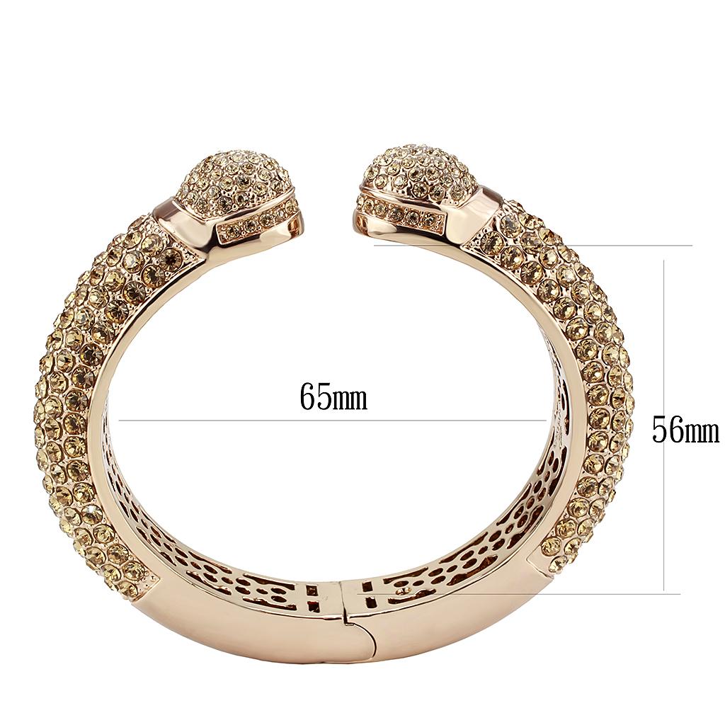 LO4313 - Flash Rose Gold Brass Bangle with Top Grade Crystal  in