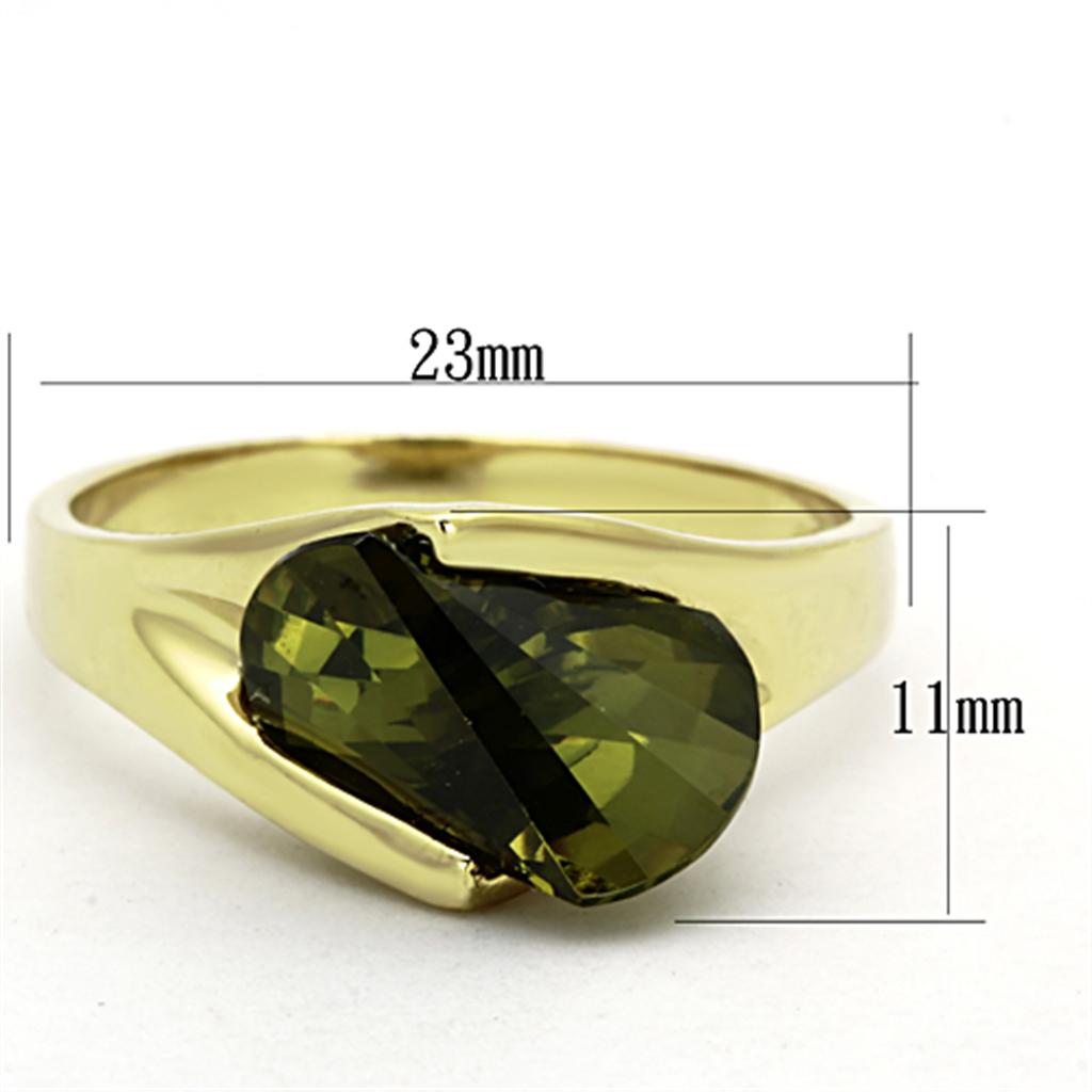 925 Sterling Silver 18K Gold Plated Ring with  Olivine
