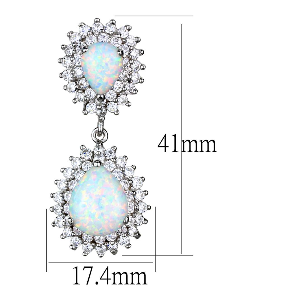 925 Sterling Silver Earrings with Diamond  & Precious Opal