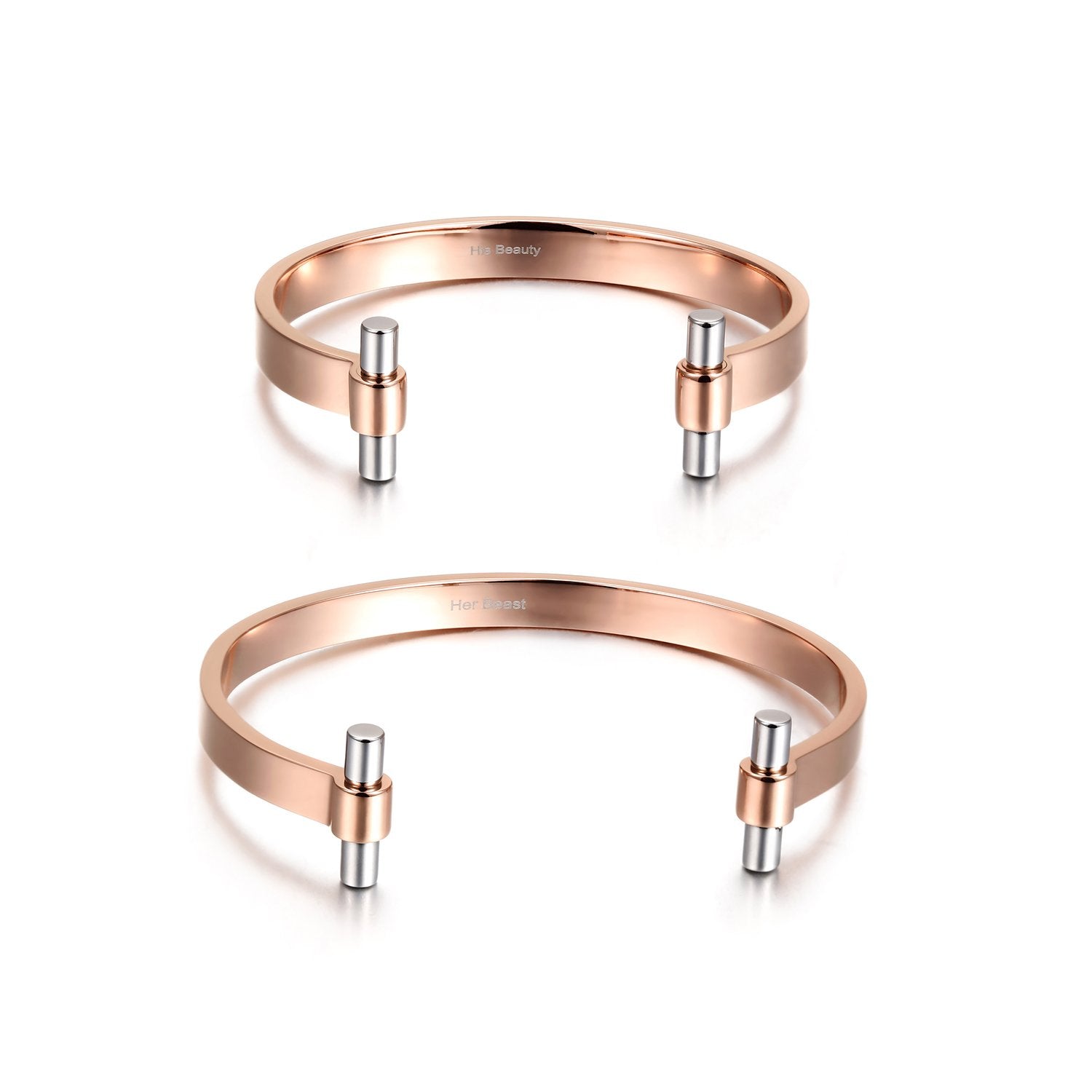 14K Rose Gold Plated Love Couple Cuff