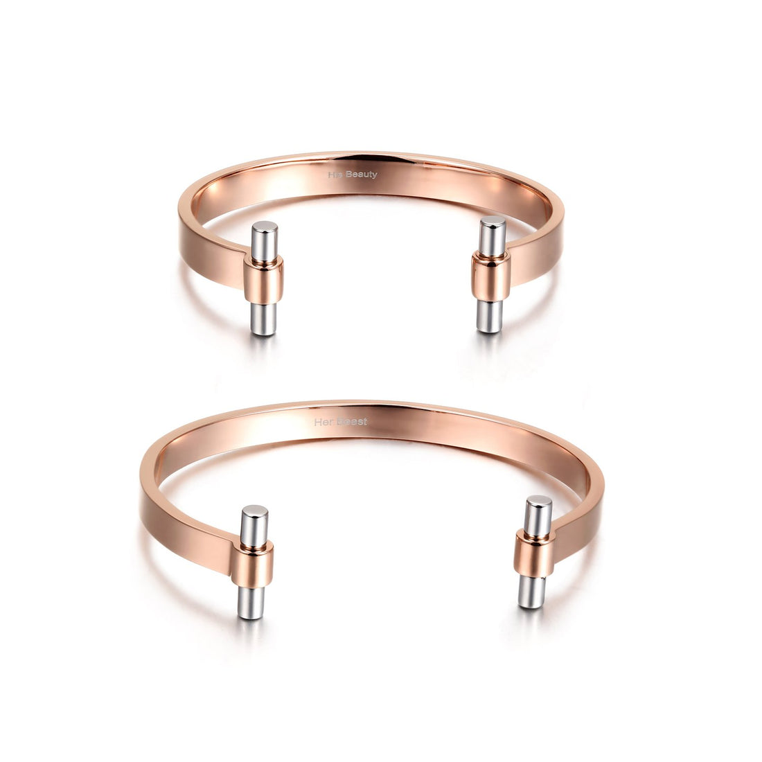 14K Rose Gold Plated Love Couple Cuff