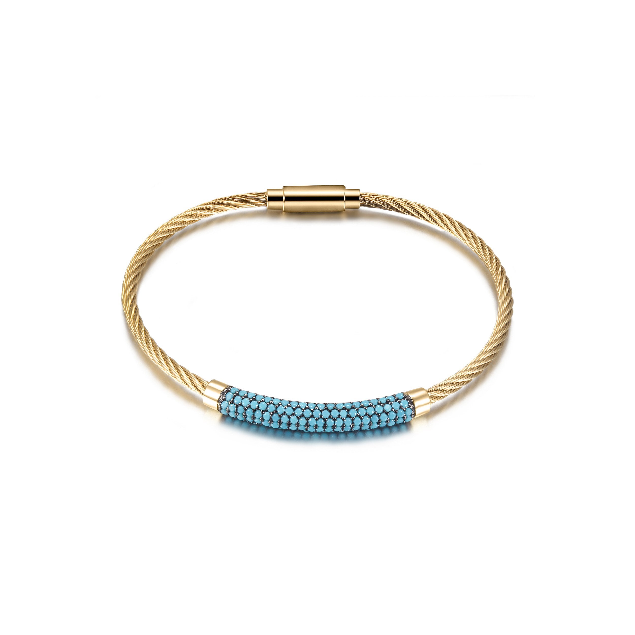 14K gold plated Gemstone Turquoise Bangle