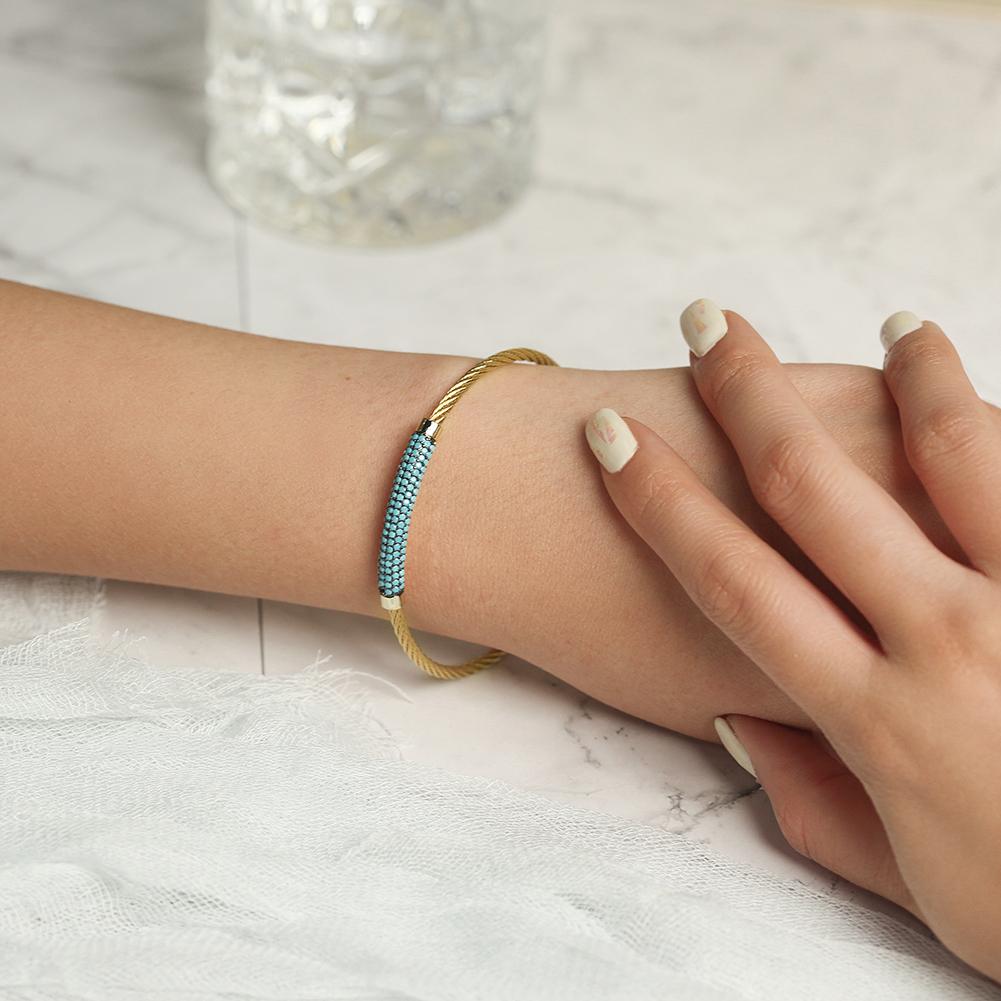 14K gold plated Gemstone Turquoise Bangle