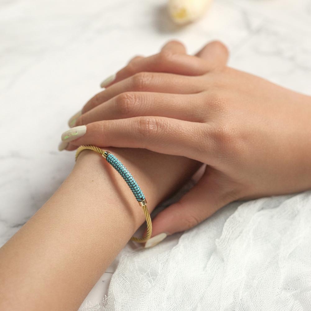 14K gold plated Gemstone Turquoise Bangle