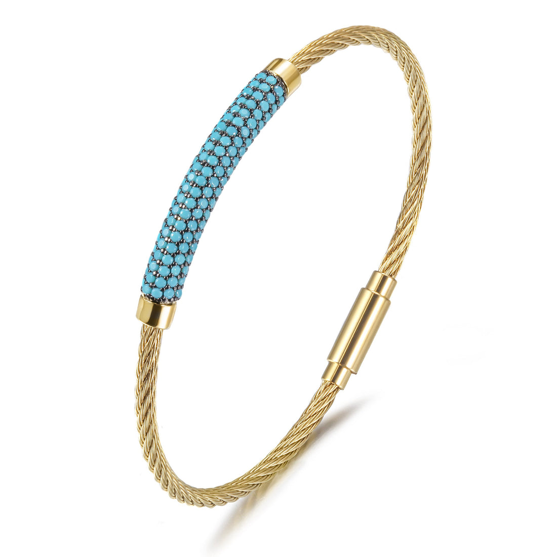 14K gold plated Gemstone Turquoise Bangle