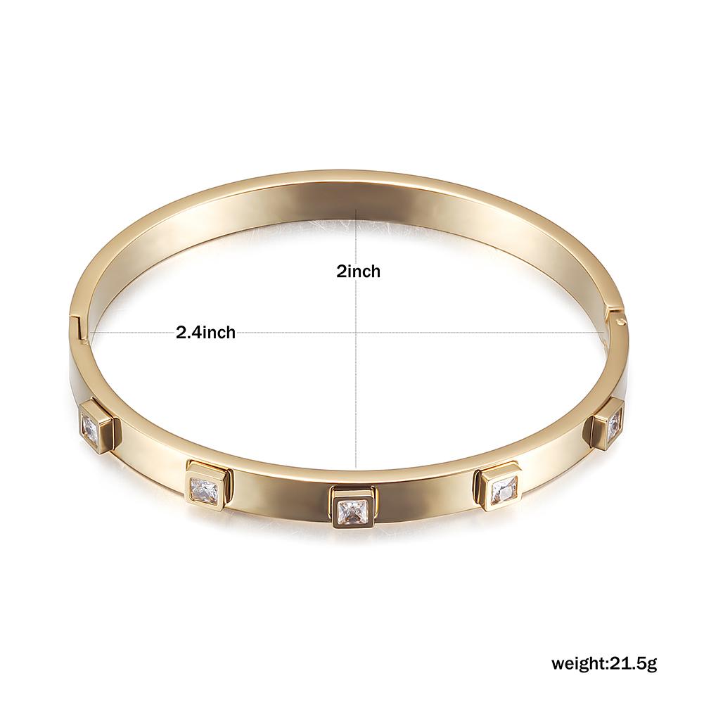 18K Gold Plated with Diamond  Hinged Bangle