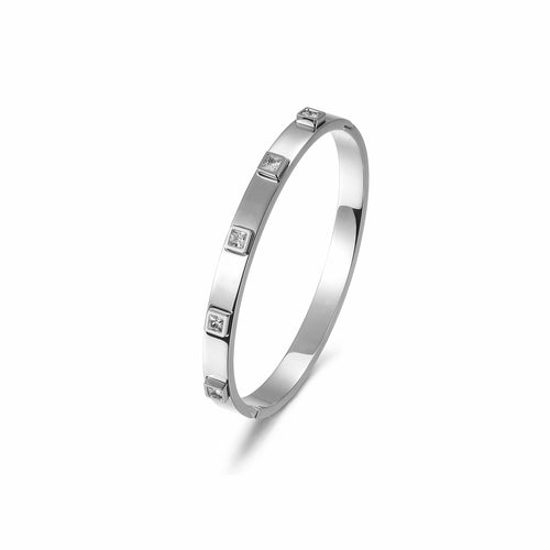 18K Gold Plated with Diamond  Hinged Bangle