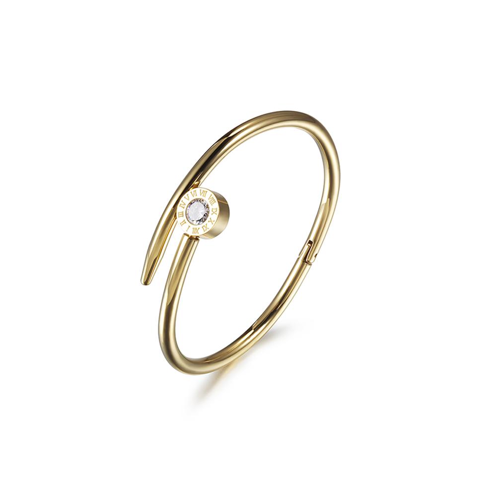 14K Gold Plated Nail Crossover Bracelet
